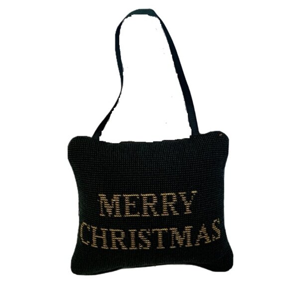 Christmas  Merry Christmas / Wreath Double Sided Tapestry Door Knob Pillow Small - Picture 1 of 6
